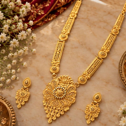 Gold Floral Statement Necklace Set