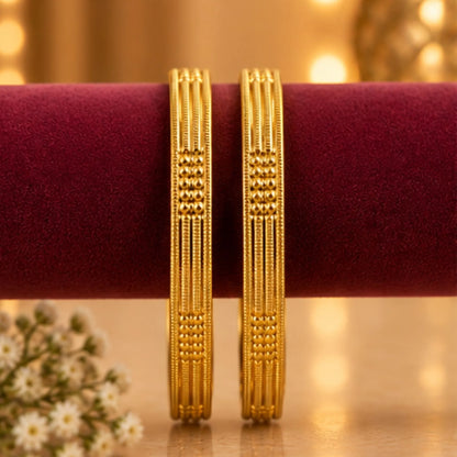 Slim Gold-Tone Textured Bangle Pair