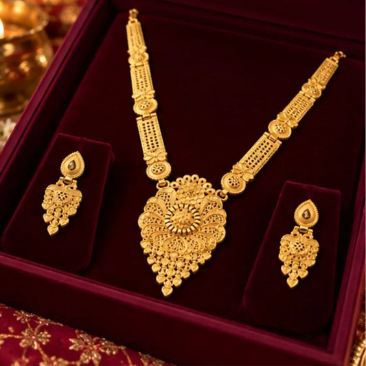 Gold Floral Statement Necklace Set