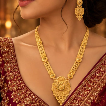 Gold Floral Statement Necklace Set