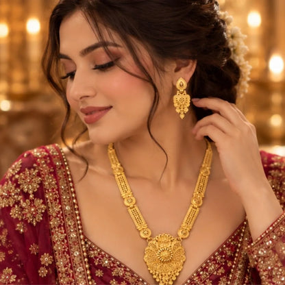 Gold Floral Statement Necklace Set