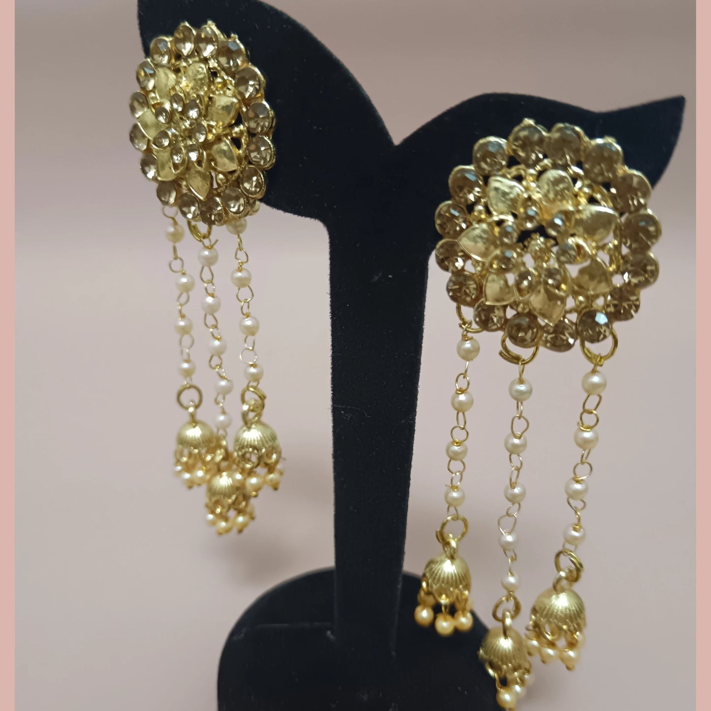 Gold / silver stones and pearls earrings
