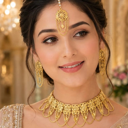 Traditional Gold-Tone Choker Set with Tikka
