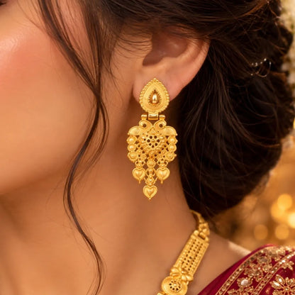 Gold Floral Statement Necklace Set