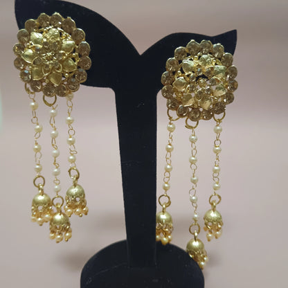Gold / silver stones and pearls earrings