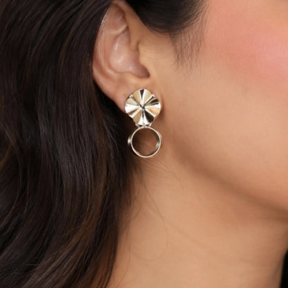 Silver Geometric Drop Earrings