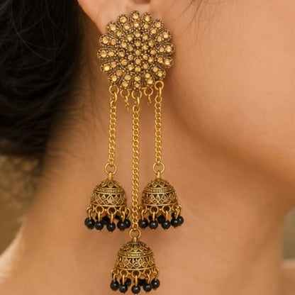 Noir Pearl Cascading Hoop Earrings