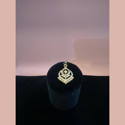 Gold Tone Necklace Set with Earrings & Maang Tikka