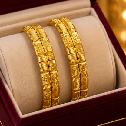 Gold-Tone Textured Designer Bangle Set – 4 Bangles