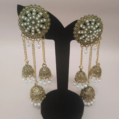 Gold / silver stones and pearls earrings