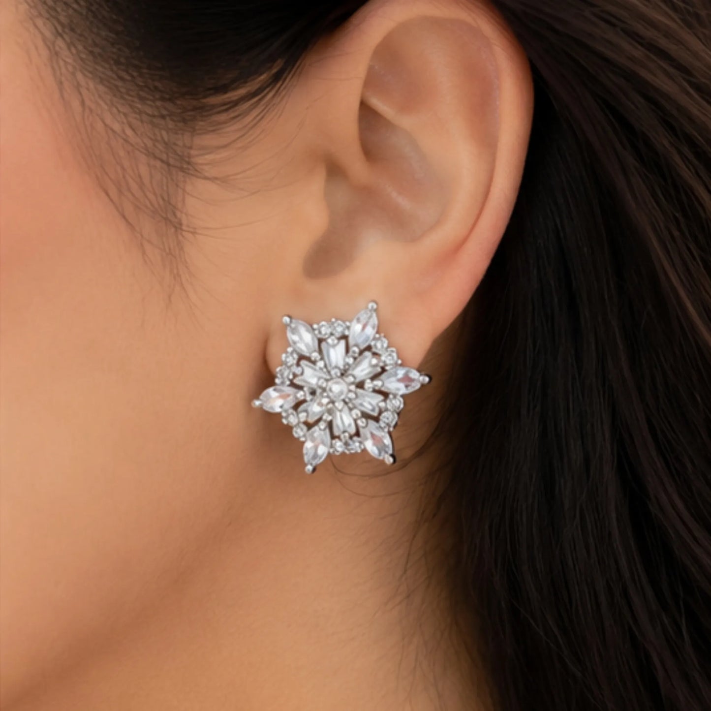 Celestial Starburst Diamond Silver Studs