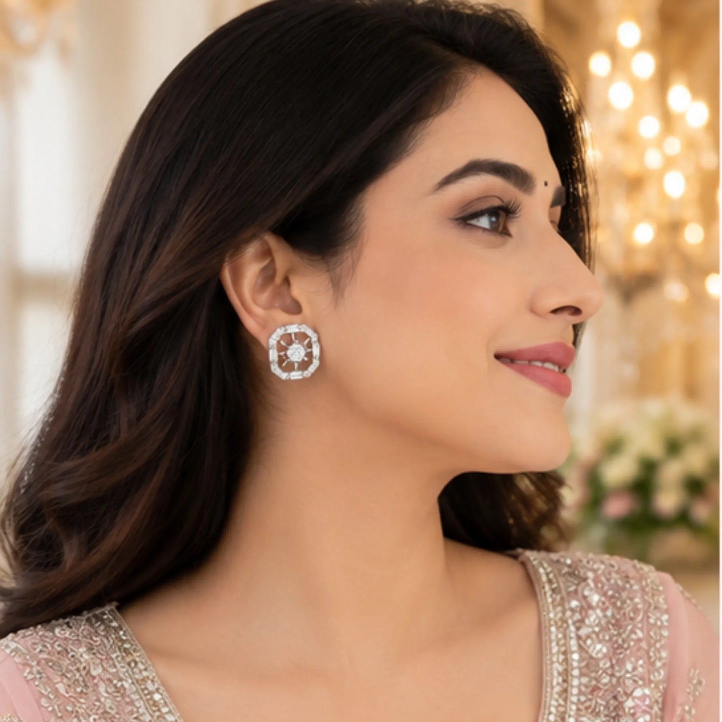 Celestial Starburst Diamond Gold Studs
