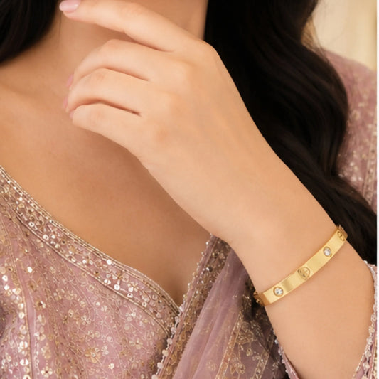 Iconic Luxury Roman Numeral Screw-Accent Bangle