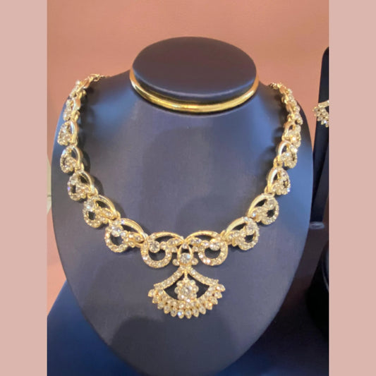 Stone Necklace Set with Earrings & Maang Tikka – Gold & Silver Options