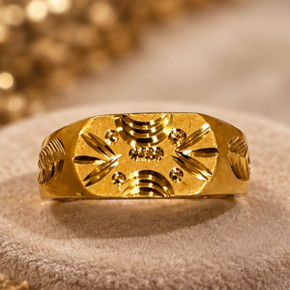 Men’s Gold-Tone Geometric Engraved Band Ring