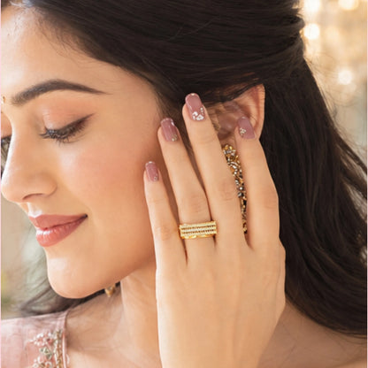 Golden Linear Stack Ring