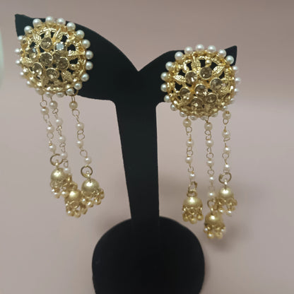 Gold / silver stones and pearls earrings