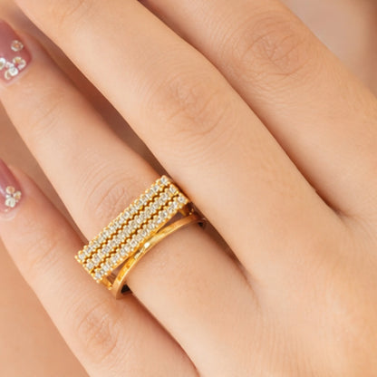 Golden Linear Stack Ring