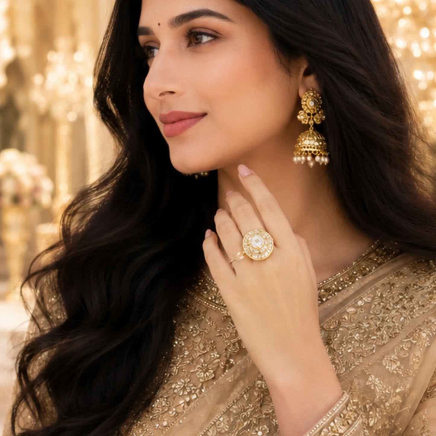 Golden Halo Target Cocktail Ring