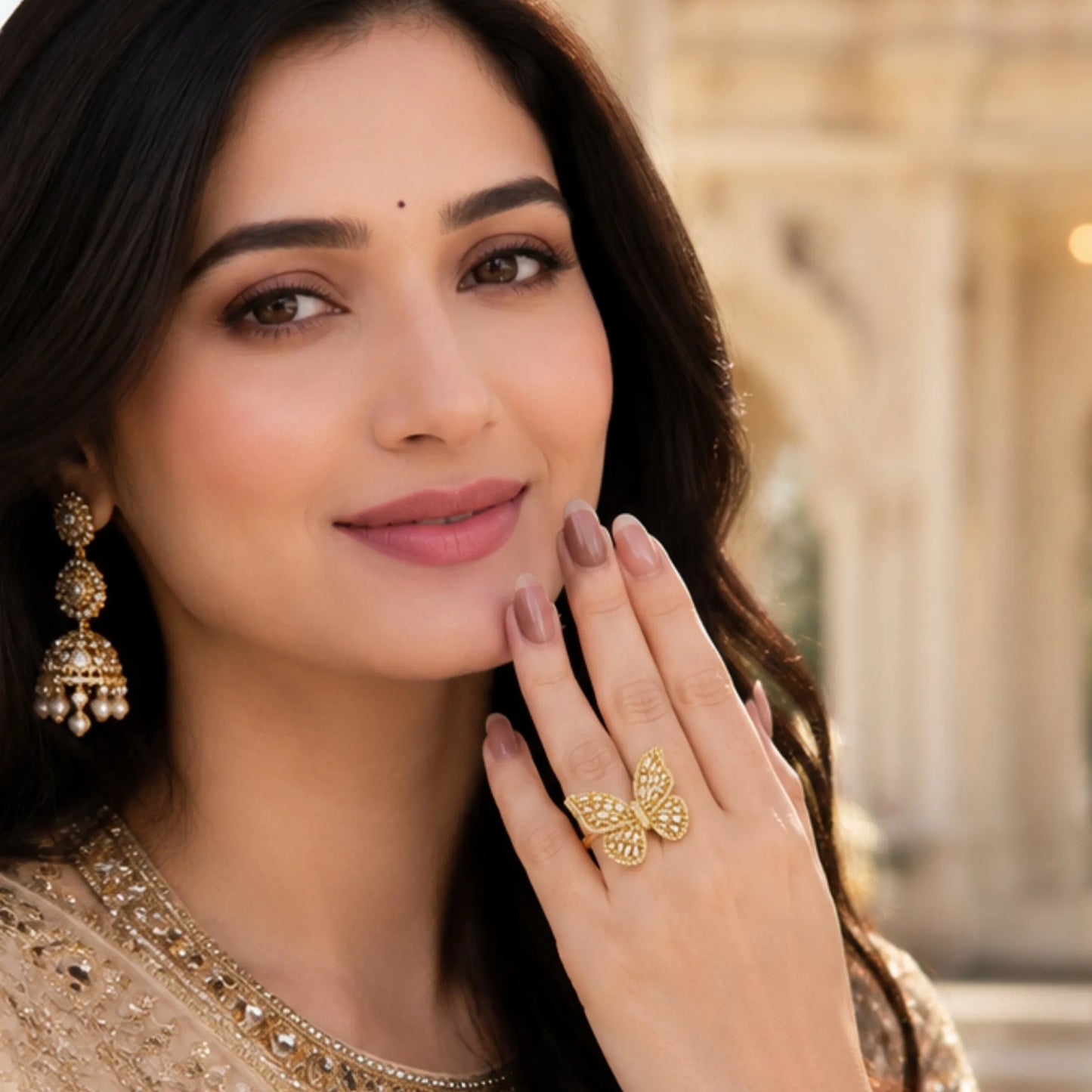 Golden Double-Cross Baguette Ring