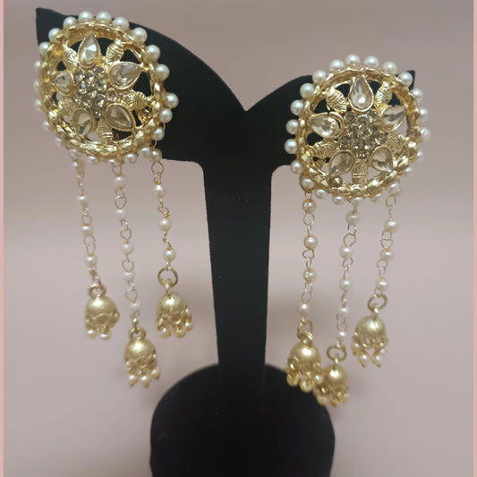 Gold / silver stones and pearls earrings