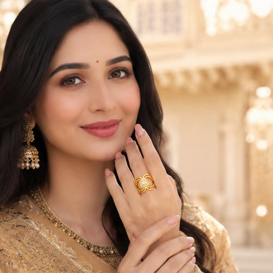 Golden Ribbed Open-Band Ring
