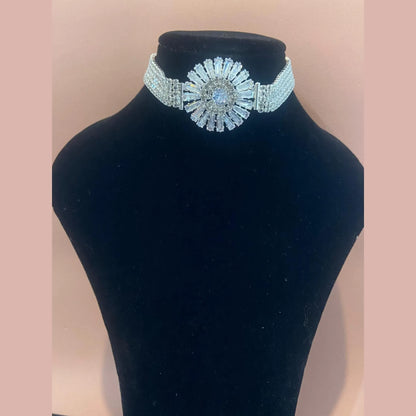 Classic Stone Choker Set - Silver