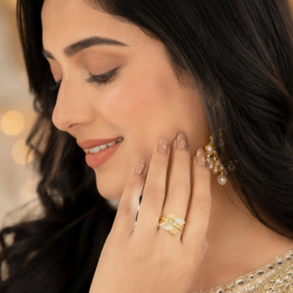 Golden Fan Tiered Statement Ring
