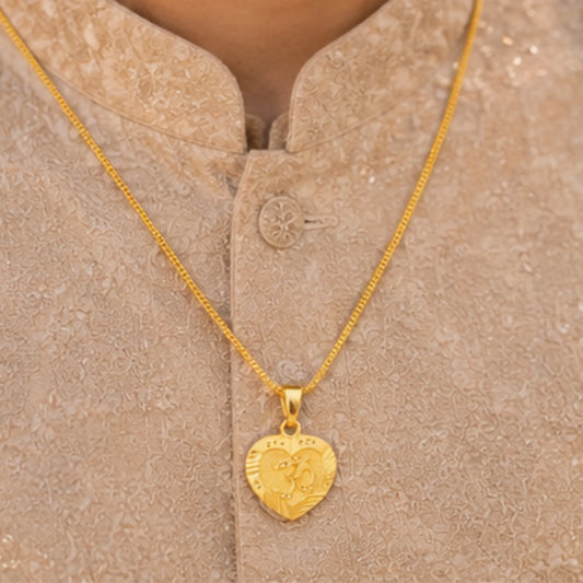 Premium 24-Inch Gold-Plated Om Heart Pendant Chain