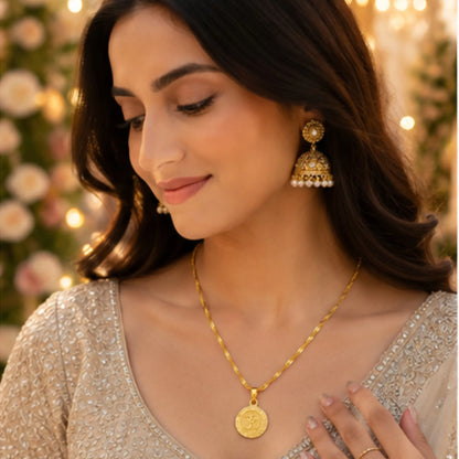 Premium 24-Inch Gold-Plated Om Coin Pendant Chain