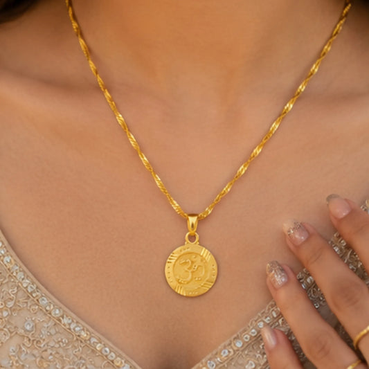 Premium 24-Inch Gold-Plated Om Coin Pendant Chain