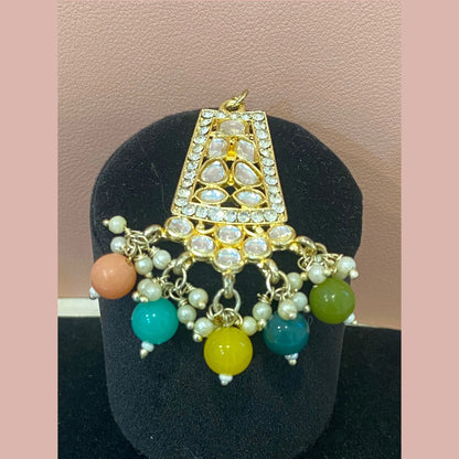 Multicolor Stone Choker Necklace Set with Earrings & Maang Tikka