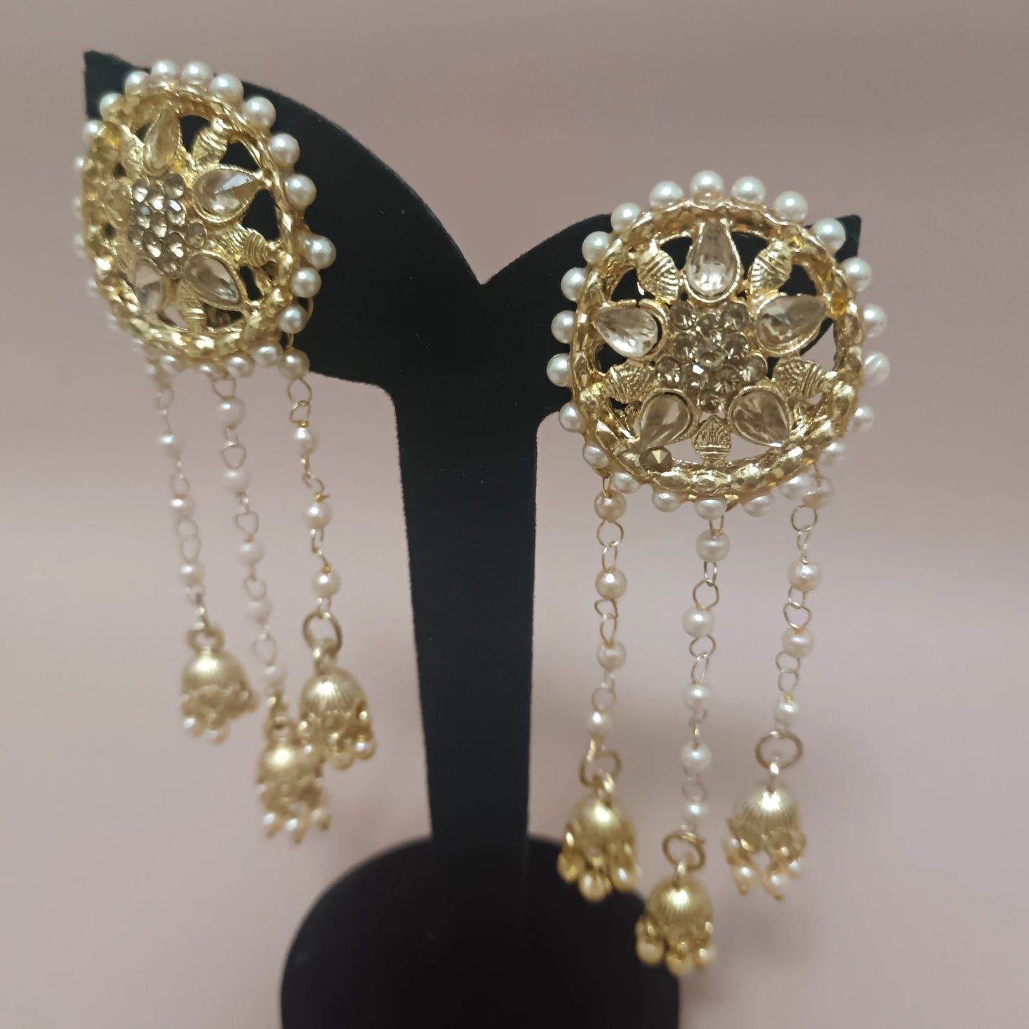 Gold / silver stones and pearls earrings