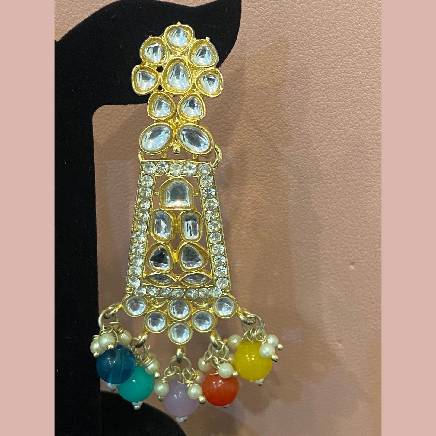 Multicolor Stone Choker Necklace Set with Earrings & Maang Tikka