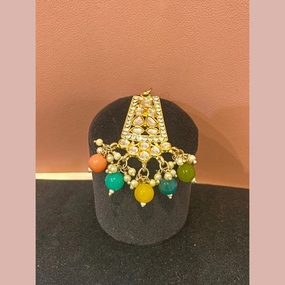 Multicolor Stone Choker Necklace Set with Earrings & Maang Tikka