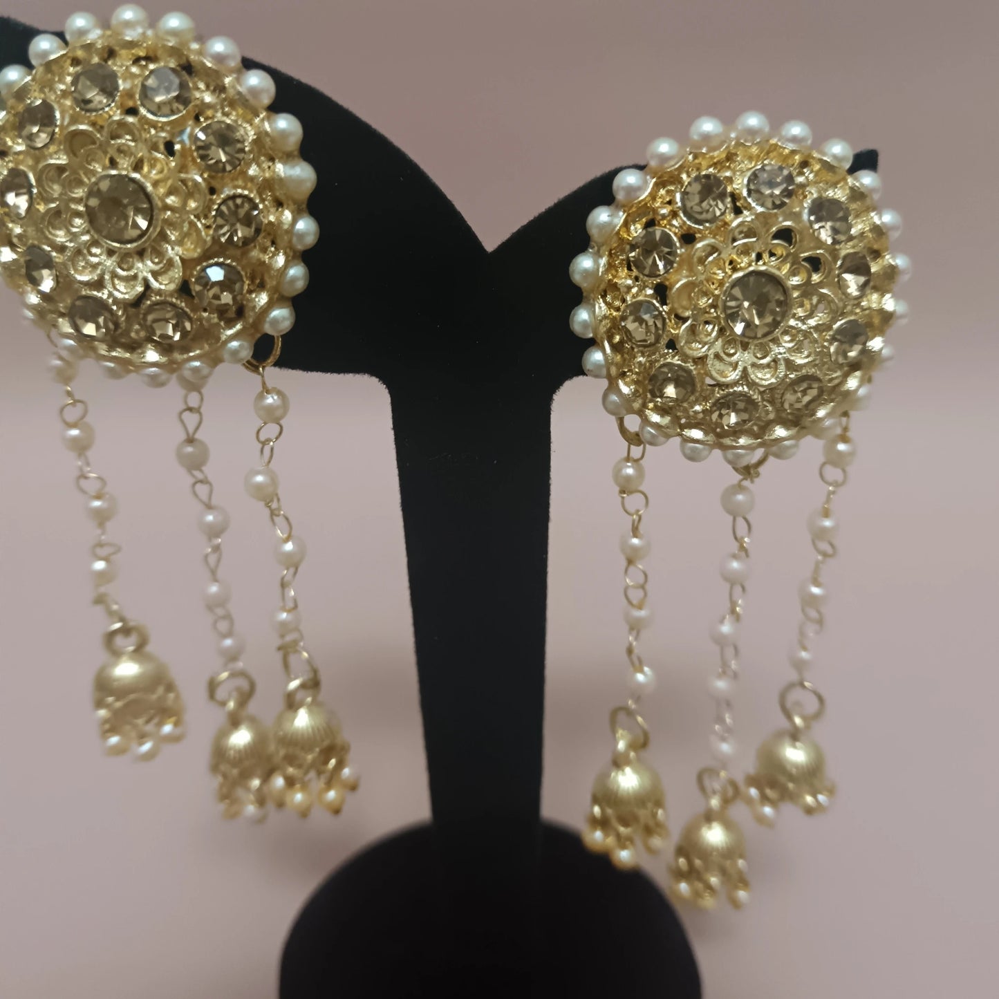 Gold / silver stones and pearls earrings
