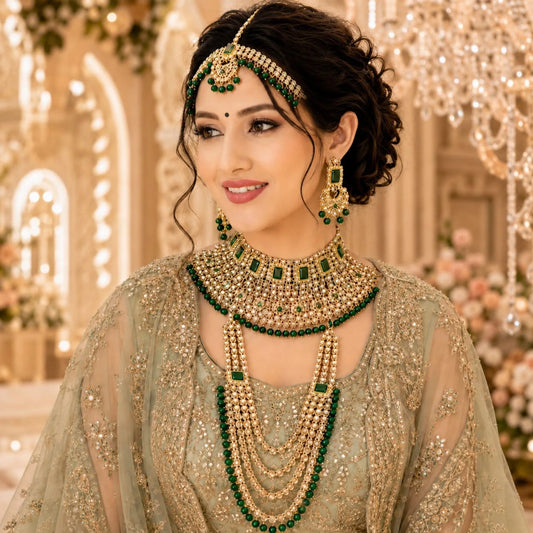 Royal Green Kundan Bridal Set – Complete Wedding Jewellery set