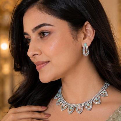 Pastel Sparkle Choker Set with Matching Earrings