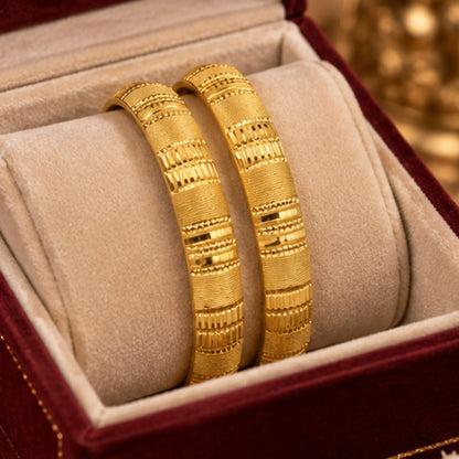 Textured Gold-Tone Traditional Bangle Pair
