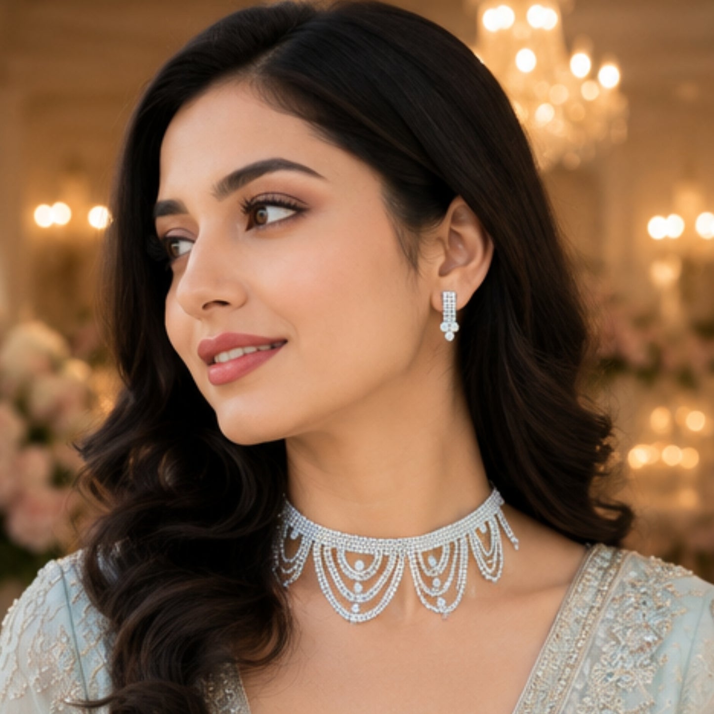 Elegant Sparkle Choker Set