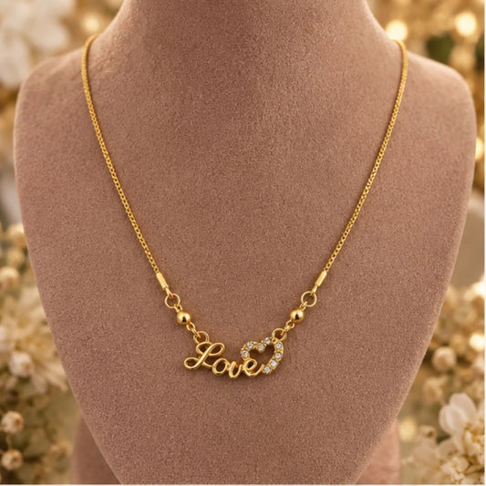 Gold-Tone Love Pendant Necklace – Sparkle Heart Design – Random Style