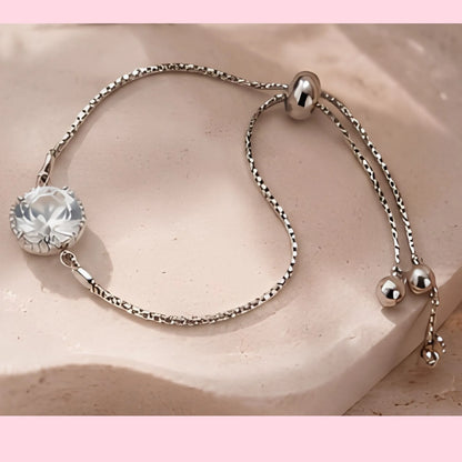 Kids' Silver Crystal Jewellery Gift Set – Crystal Pendant Necklace, Adjustable Bracelet & Leaf Crystal Bangle