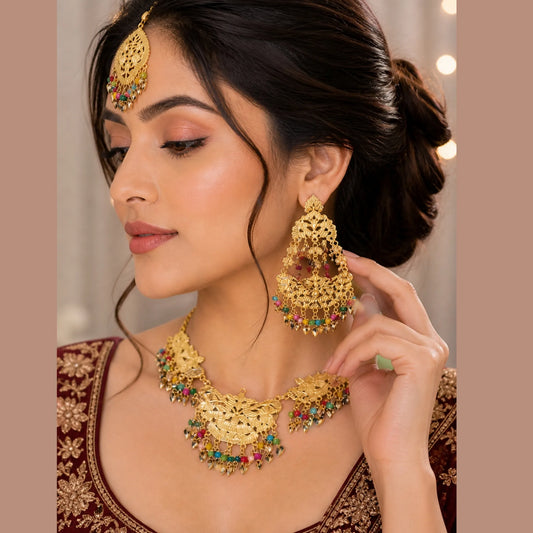 Vibrant Gold Filigree & Multi-Color Bead Set