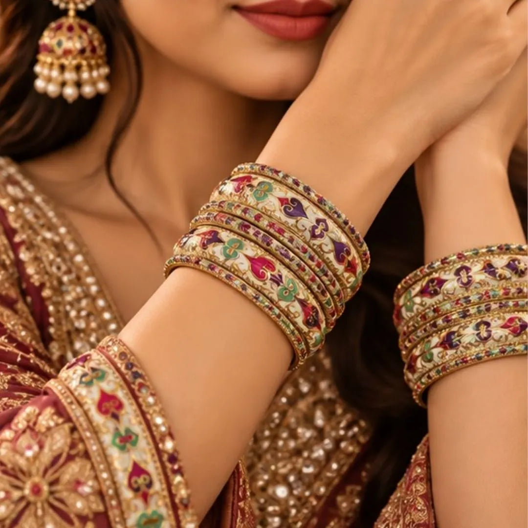 Meenakari Style Multicolour Bridal Bangles