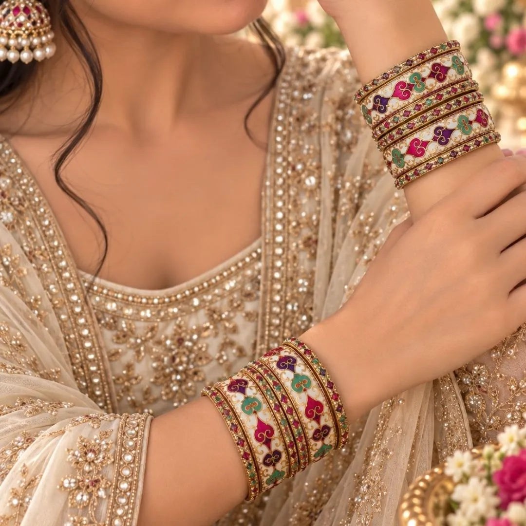 Meenakari Style Multicolour Bridal Bangles
