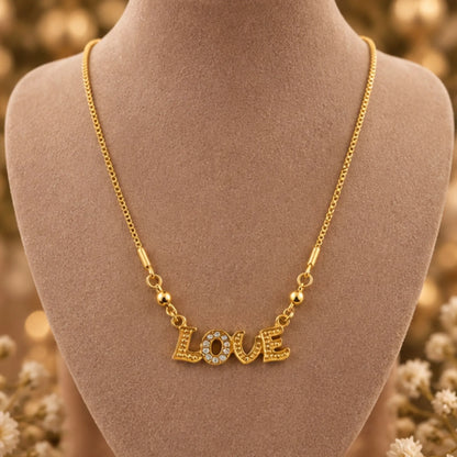Gold-Tone Love Pendant Necklace – Sparkle Heart Design – Random Style