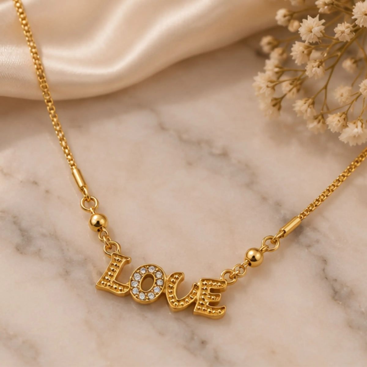 Gold-Tone Love Pendant Necklace – Sparkle Heart Design – Random Style