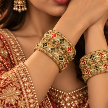 Gold-Tone Meenakari Style Bridal Bangles