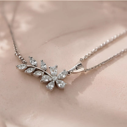 Kids' Silver Crystal Jewellery Gift Set – Crystal Pendant Necklace, Adjustable Bracelet & Leaf Crystal Bangle