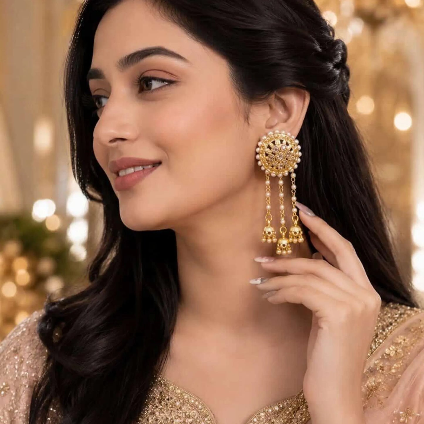Pearl Jhumka Drop Earrings